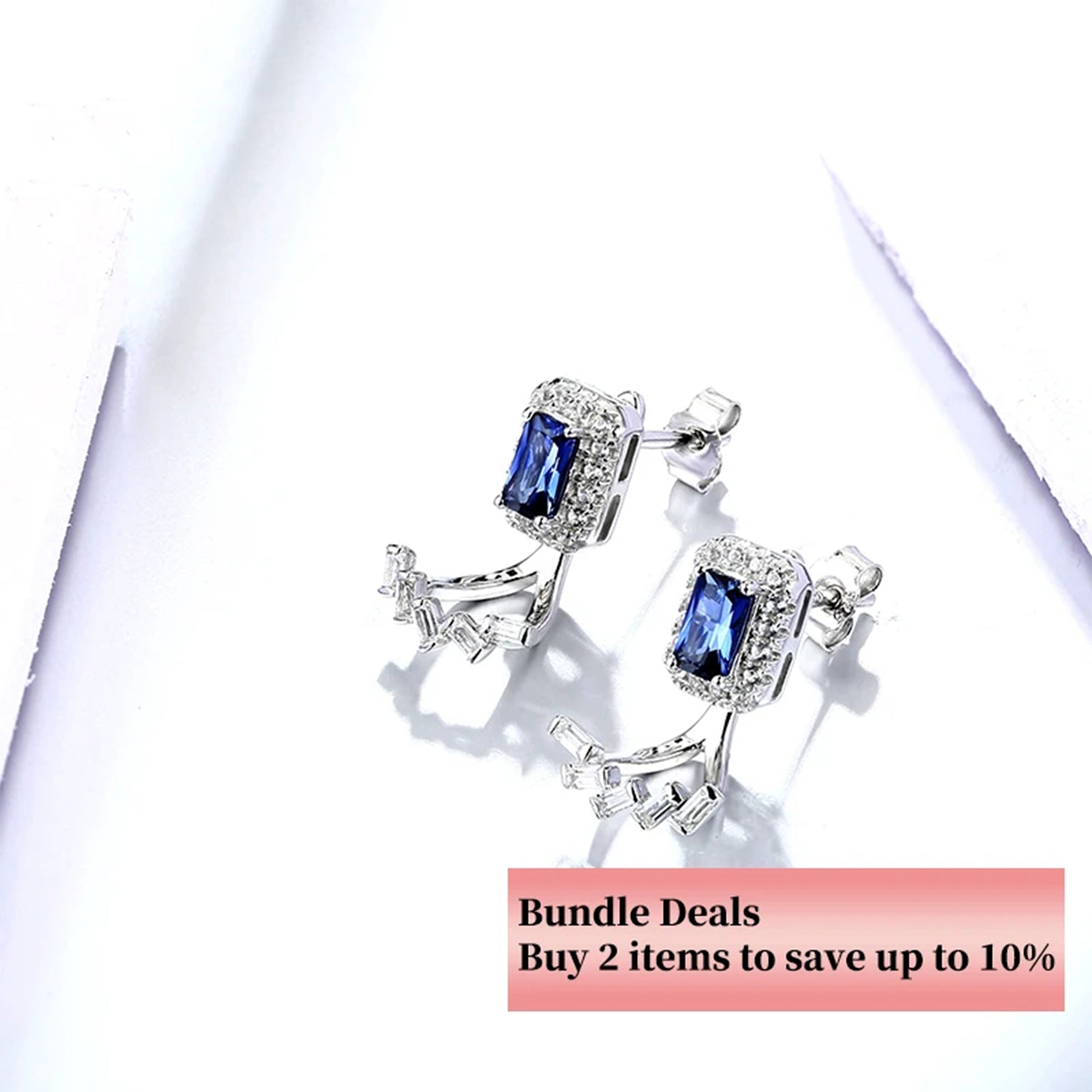 Blue Sapphire Geometric Stud Earrings